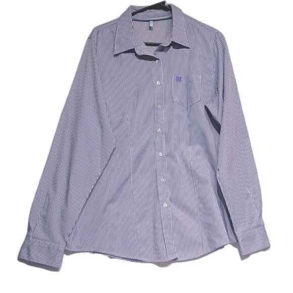 Cinch Shirt Womens XXL Purple Pin Stripe Button Up Shirt Preppyl Logo Pocket - Picture 1 of 7